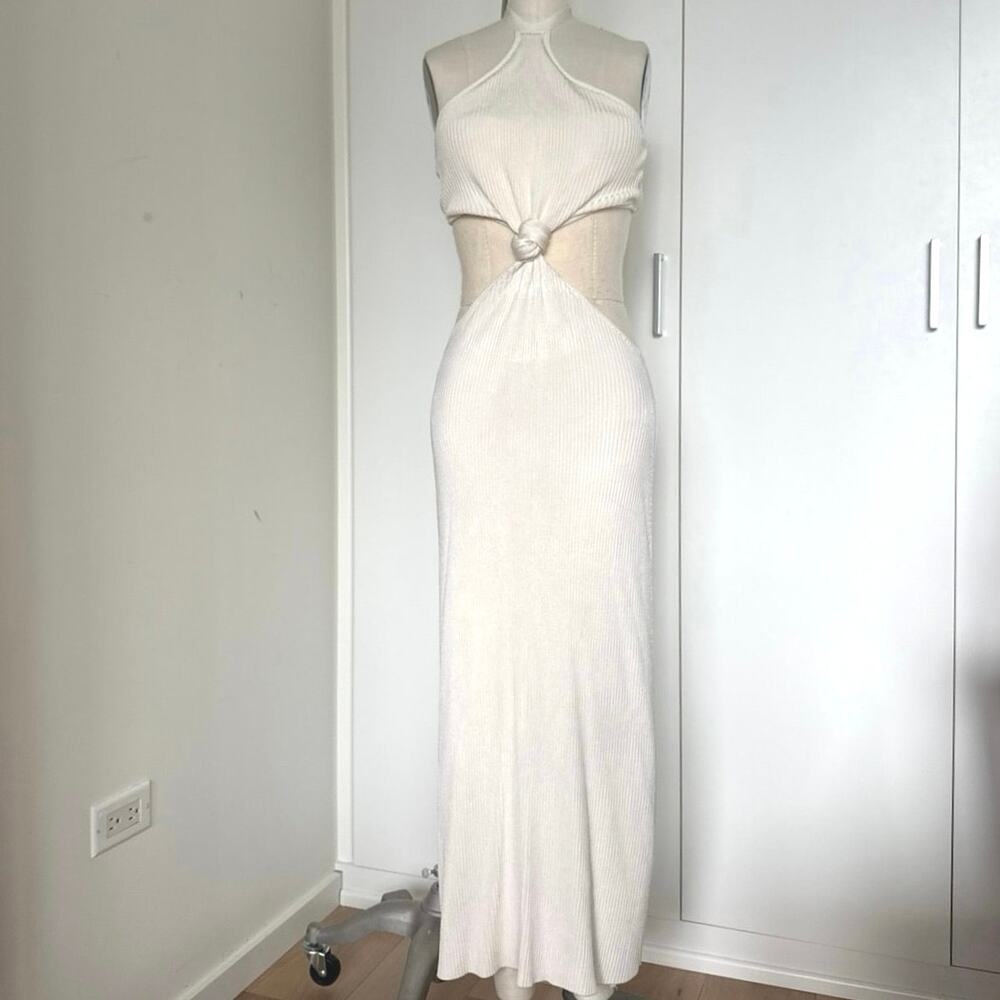 CULT GAIA Cameron Cutout Ribbed-Knit Halterneck Midi Dress SZ Small